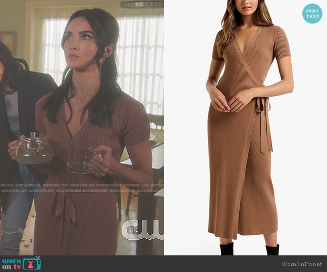 Forever New Prima Knitted Wrap Dress worn by Bess (Maddison Jaizani) on Nancy Drew