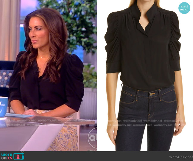 Frame Gillian Puff Sleeve Silk Blouse worn by Alyssa Farah Griffin on The View