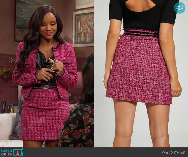 Guess Raphaelle Skirt worn by Chanel Dupree (Raven Bowens) on Days of our Lives