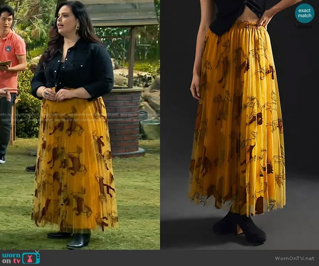 Geisha Designs Horse Applique Maxi Skirt worn by Lou Hockhauser (Miranda May) on Bunkd