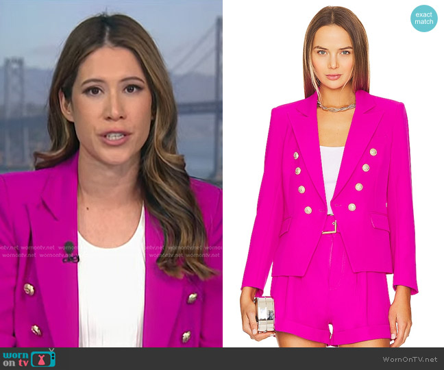 Generation Love Delilah Crepe Blazer in Magenta worn by Deirdre Bosa on NBC News Daily