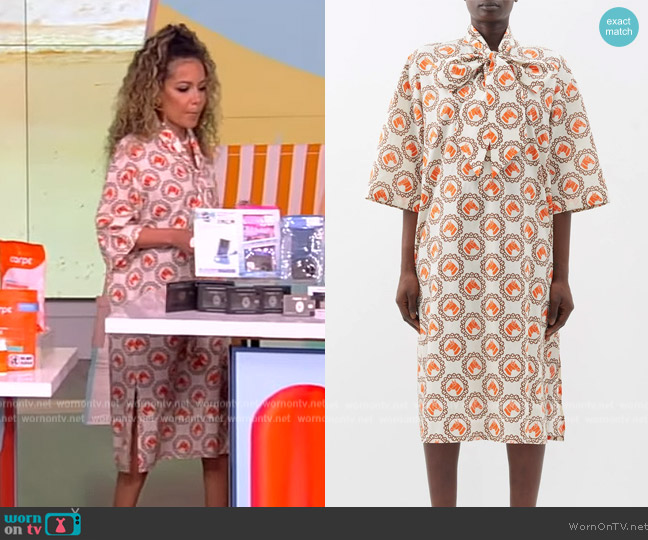 Gucci Pussy-bow horse-print cotton-muslin kaftan worn by Sunny Hostin on The View