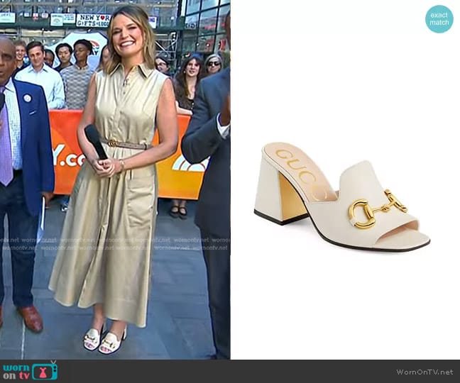 Gucci Slide Sandal With Horsebit worn by Savannah Guthrie on Today