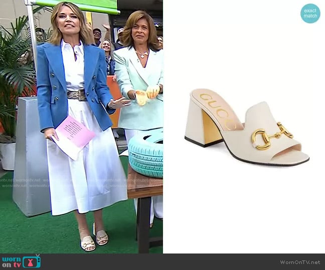 Gucci Slide Sandal With Horsebit worn by Savannah Guthrie on Today