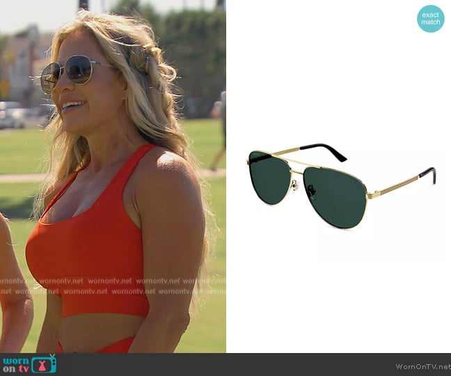 Gucci Vintage Web 63MM Pilot Metal Sunglasses worn by Jennifer Pedranti on The Real Housewives of Orange County