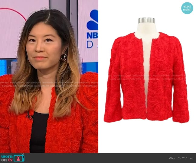 H&M Rosette Textured Jacket - Garden Collection worn by Angela Cenedella on NBC News Daily