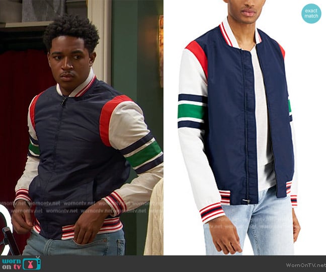 INC INternational Concepts Varsity Jacket worn by Booker Baxter (Issac Ryan Brown) on Ravens Home