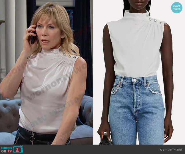 Intermix Cherie Sleeveless Silk Turtleneck Top worn by Kristen DiMera (Stacy Haiduk) on Days of our Lives