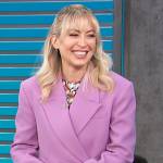 Jaspre Guest’s lavender lavender heart embellished blazer on Access Hollywood