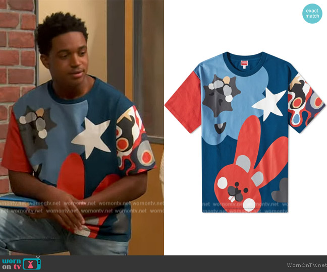 Kenzo Kenzoo Graphic Print T-Shirt worn by Booker Baxter (Issac Ryan Brown) on Ravens Home