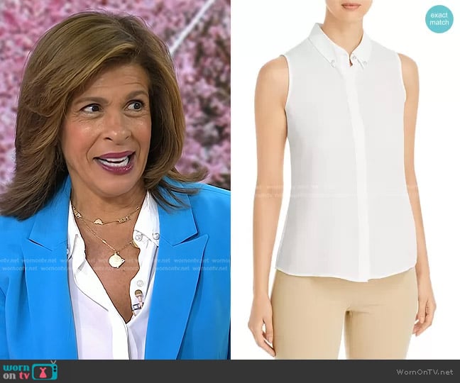 Karl Lagerfeld Imitation Pearl Button Sleeveless Top worn by Hoda Kotb on Today