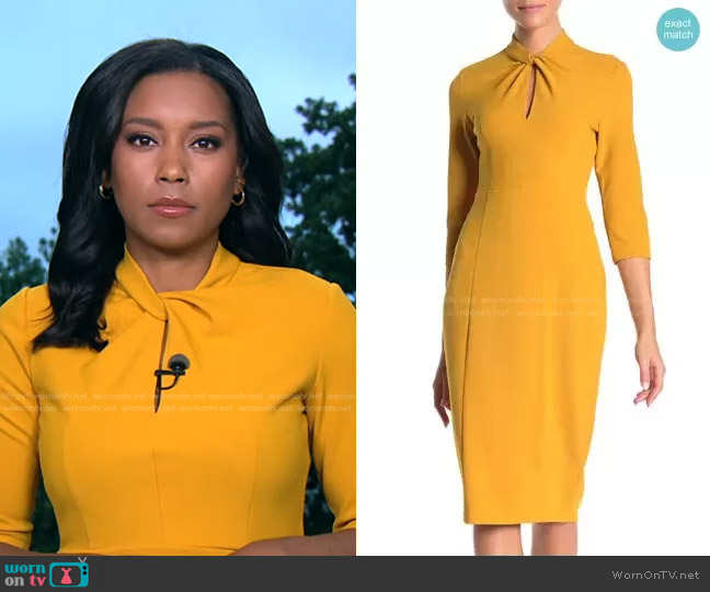 WornOnTV: Rachel’s yellow twisted neckline dress on Good Morning ...