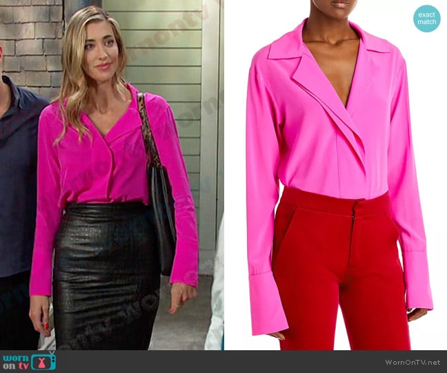 A.L.C. Kinsley Blouse in Hot Pink worn by Sloan Peterson (Jessica Serfaty) on Days of our Lives