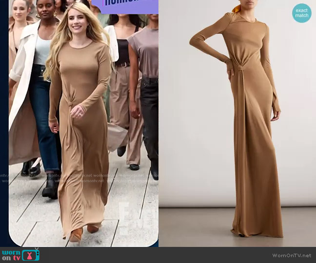 Saint Laurent Knotted Jersey Gown worn by Emma Roberts on E! News