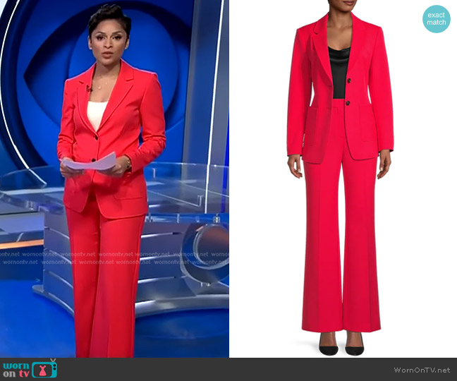 Kobi Halperin Waverly Jacket and Drea Pants worn by Jericka Duncan on CBS Evening News