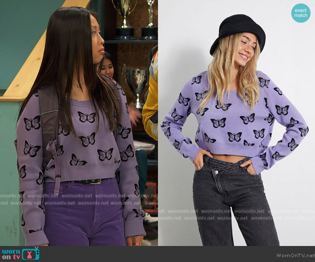 LA Hearts Lazy Day Sweater worn by Ivy (Emmy Liu-Wang) on Ravens Home