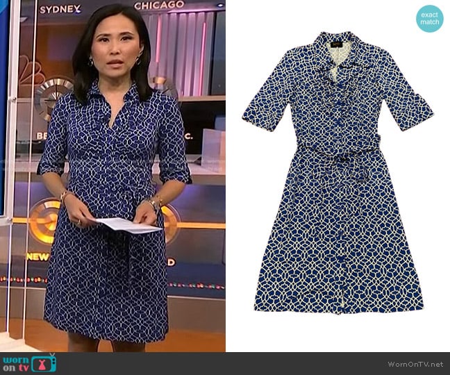 Laundry Print Tie Waist Dress worn by Vicky Nguyen on NBC News Daily