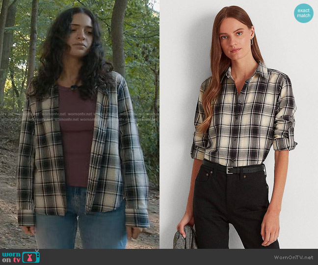 Olive’s white and black plaid shirt on Manifest