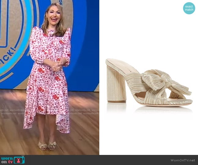 Loeffler Randall Penny Knotted Lamé Sandal worn by Lori Bergamotto on Good Morning America