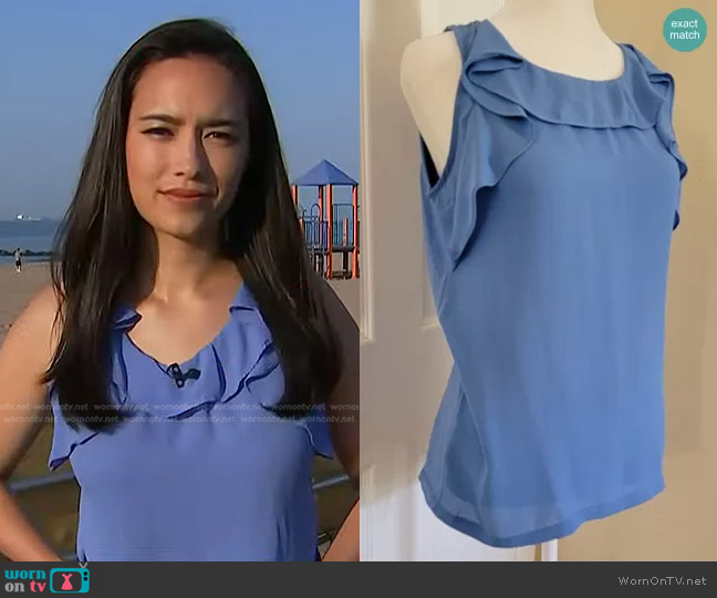 Loft Sleeveless Ruffle Tank Top worn by Emilie Ikeda on Today