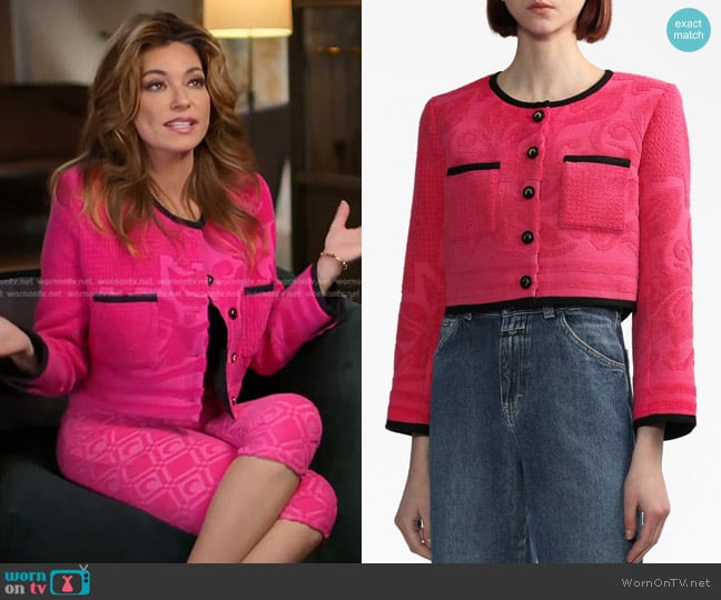 Marine Serre Towelling-Effect Cropped Jacket worn by Shania Twain on Today