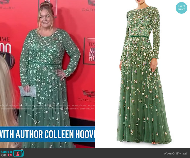 Mac Duggal Floral A-Line Gown worn by Colleen Hoover on Today