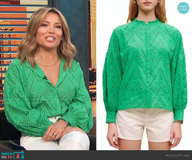 Maje Embroidered Shirt worn by Kit Hoover on Access Hollywood