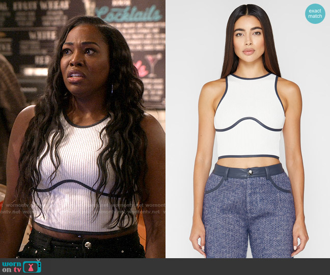 Maniere de Voir Knitted Racer Crop Top worn by Harper (Laci Mosley) on iCarly