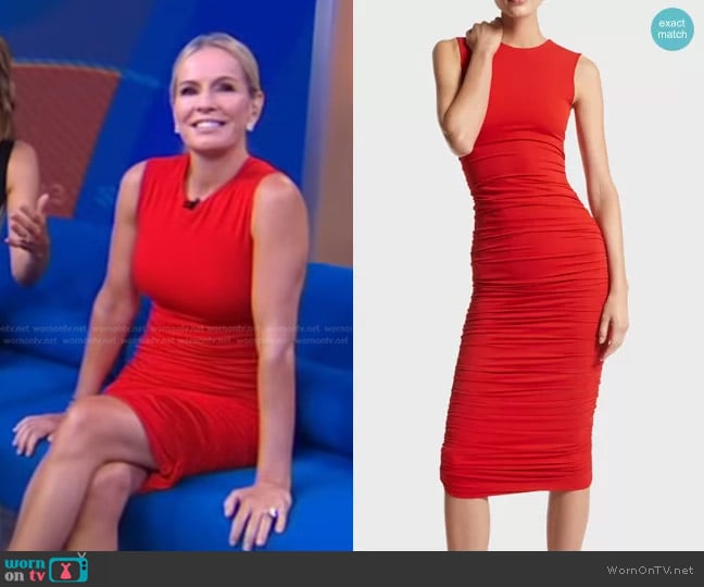 Michael Kors Collection Ruched Sleeveless Jersey Midi Dress worn by Dr. Jennifer Ashton on Good Morning America