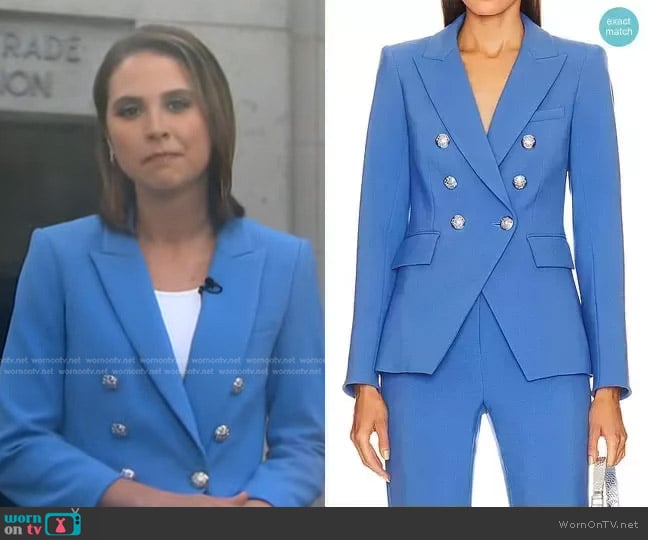 Veronica Beard Miller Dickey Jacket in Bluebell worn by Elizabeth Schulze on Good Morning America