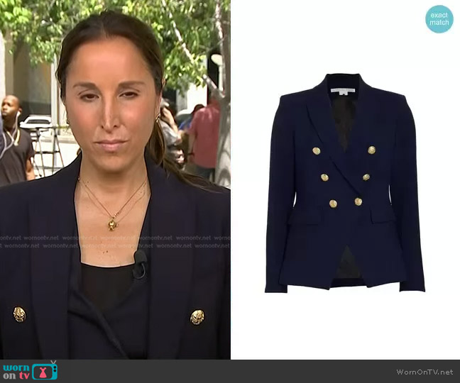 Veronica Beard Miller Dickey Jacket in Navy With Gold Buttons worn by Yasmin Vossoughian on NBC News Daily