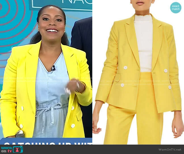 WornOnTV: Sheinelle’s chambray jumpsuit and yellow blazer on Today ...