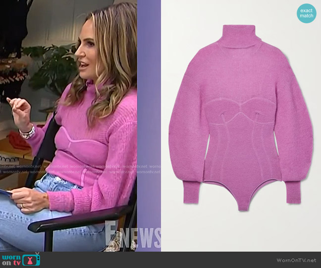 Herve Leger Mohair Bodysuit worn by Keltie Knight on E! News