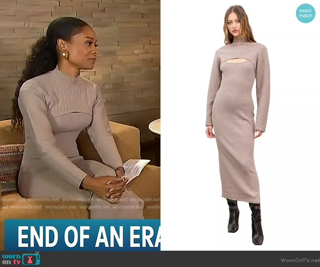 Moon River Long Sleeve Midi Sweater Dress worn by Zuri Hall on Access Hollywood