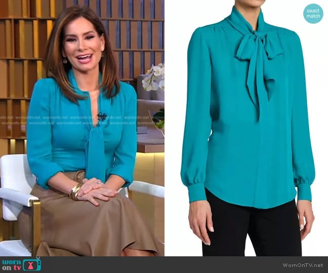 Moschino Self-Tie & Lace-Up Blouse worn by Rebecca Jarvis on Good Morning America