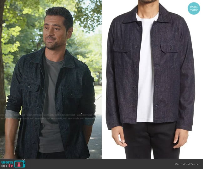 Naked & Famous Cotton Denim Button-Up Work Shirt worn by Jared Vasquez (J.R. Ramirez) on Manifest