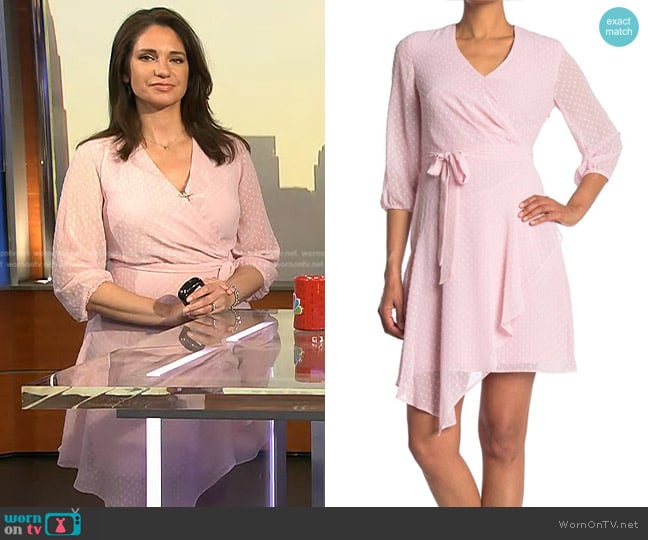 Nanette Lepore 3/4 Length Sleeve Wrap Dress in Doce Pink worn by Maria Larosa on Today