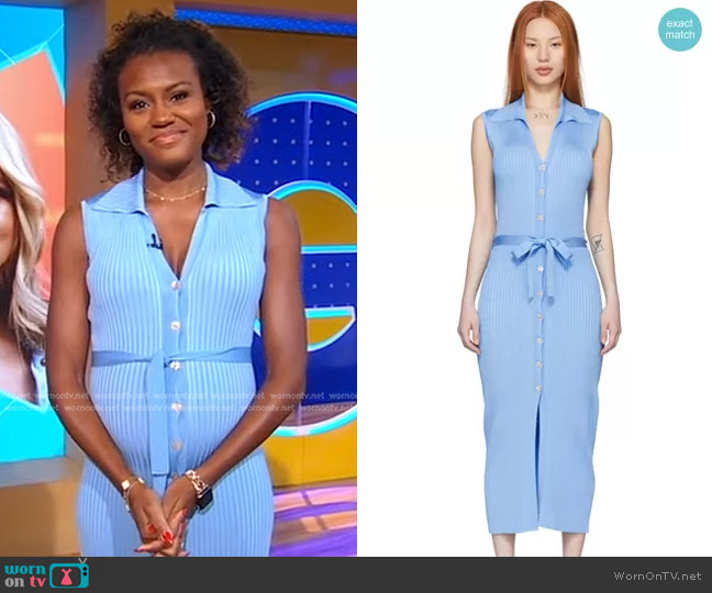 Nanushka Aubree Midi Dress in Blue worn by Janai Norman on Good Morning America