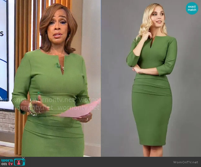 WornOnTV: Gayle King's green split-neck dress on CBS Mornings