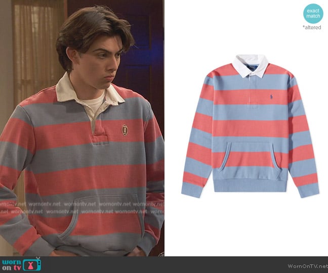 Ralph Lauren Kangaroo Pocket Striped Jersey worn by Neil (Felix Avitia) on Ravens Home