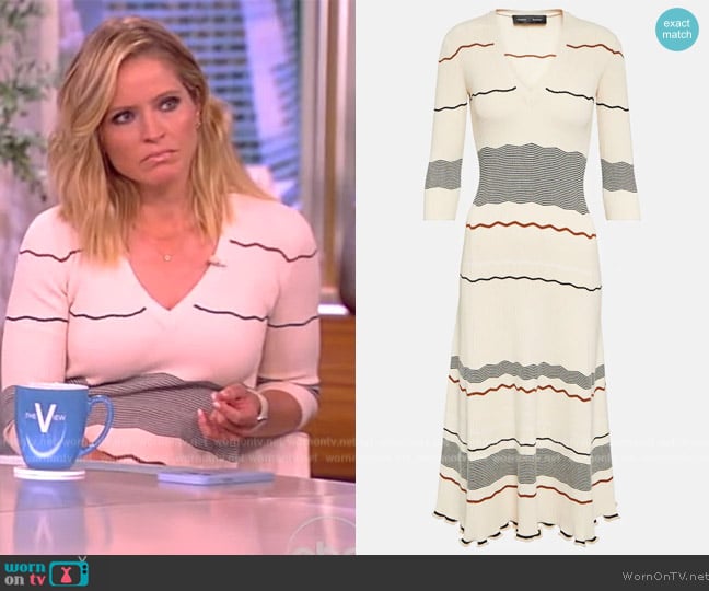 Proenza Schouler Striped midi dress worn by Sara Haines on The View