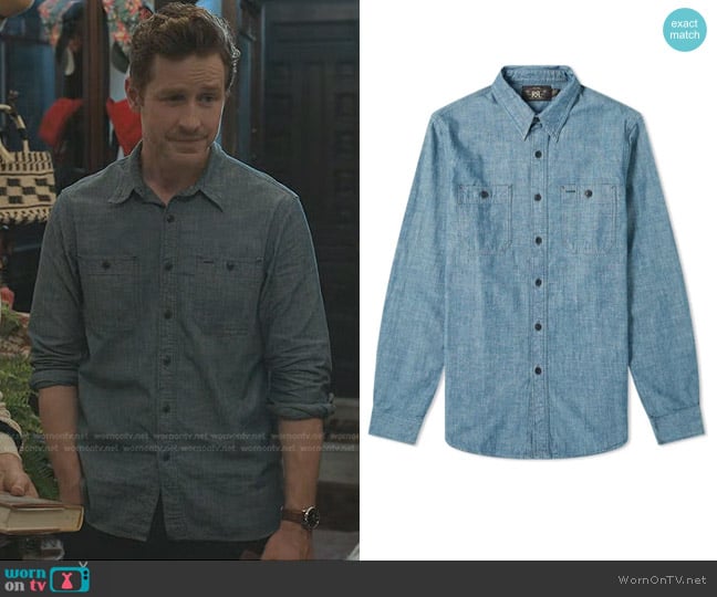 Ralph Lauren Cameron Chambray Workshirt in Rinse worn by Ben Stone (Josh Dallas) on Manifest