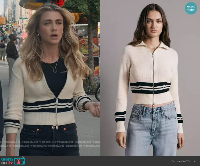 Rag & bone Amy Cotton Stripe Zip Sweater worn by Michaela Stone (Melissa Roxburgh) on Manifest