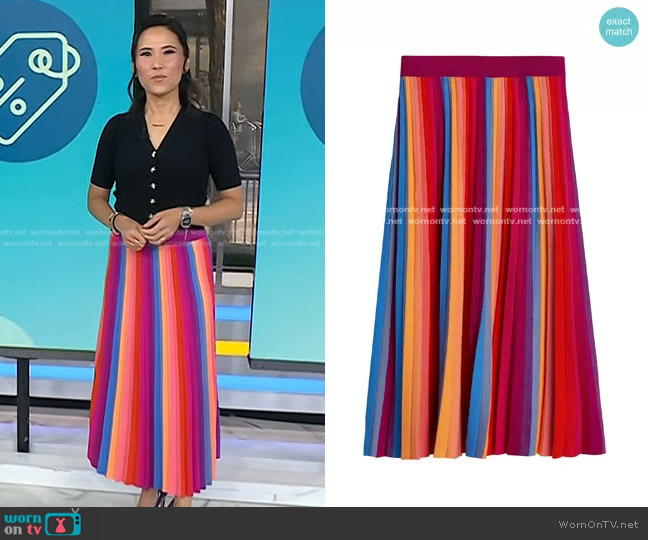 Banana Republic Rainbow Knit Midi Skirt worn by Vicky Nguyen on Today