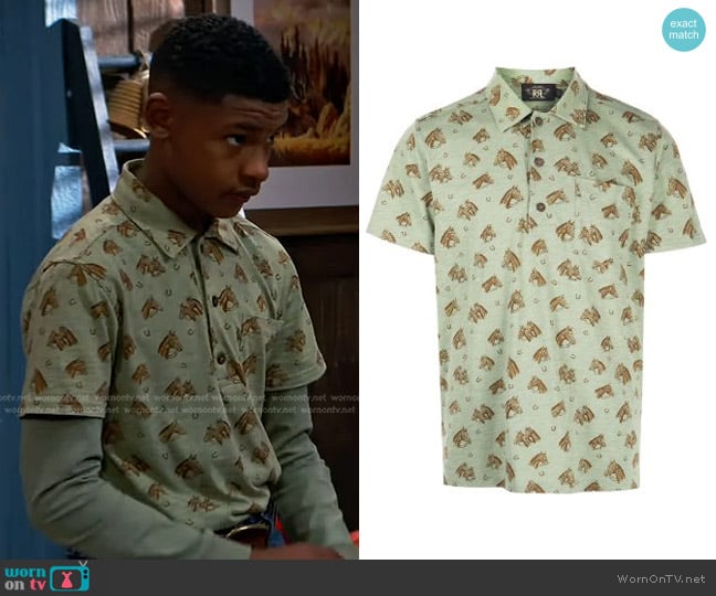 Ralph Lauren RRL Horse-Print Polo Shirt worn by Bill (Alfred Lewis) on Bunkd