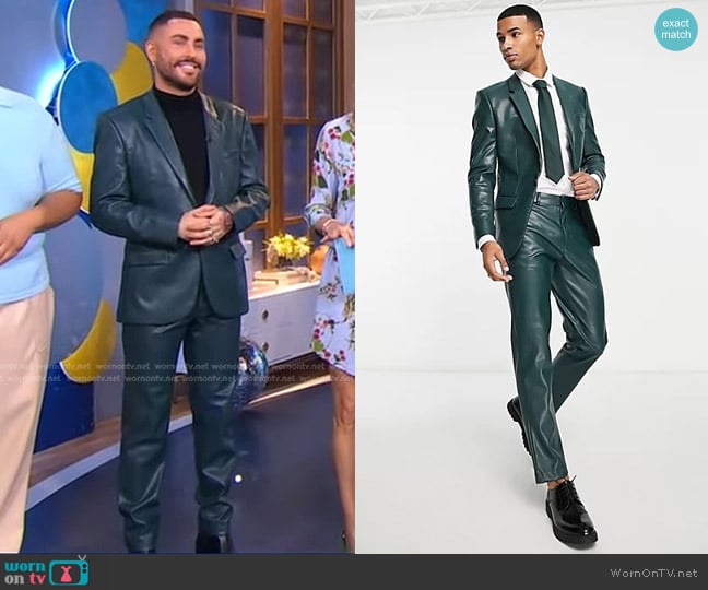 River Island PU Suit Jacket and Pant worn by Andrew Fitzsimons on Good Morning America