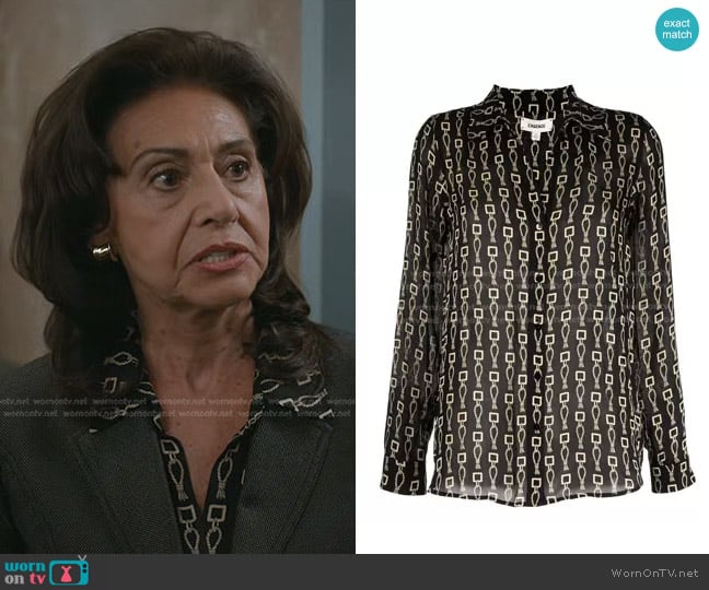 L'Agence Rope-Print Sik Shirt worn by Zimmer (Patricia Mauceri) on Manifest