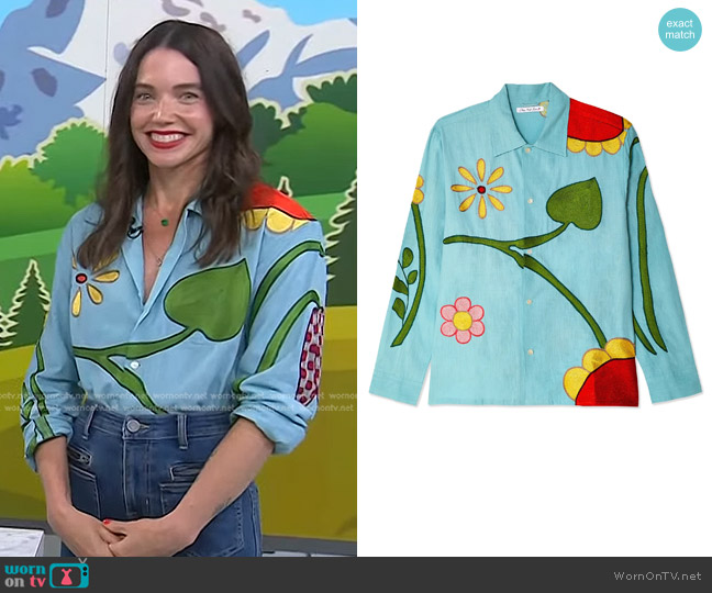 Sky High Farm Workwear Embroidered Flower Cotton Button-Up Shirt worn by Rachel Krupa on Today