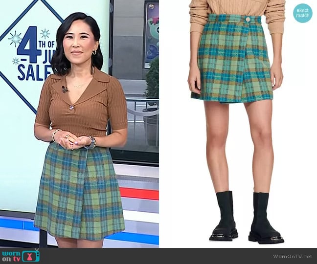 Sandro Darla Plaid Skirt worn by Vicky Nguyen on Today