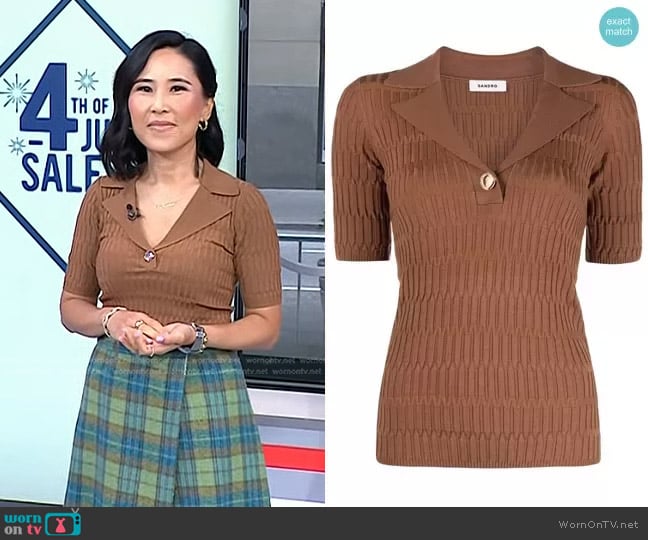 Sandro Victor Rib-Knit Sweater worn by Vicky Nguyen on Today